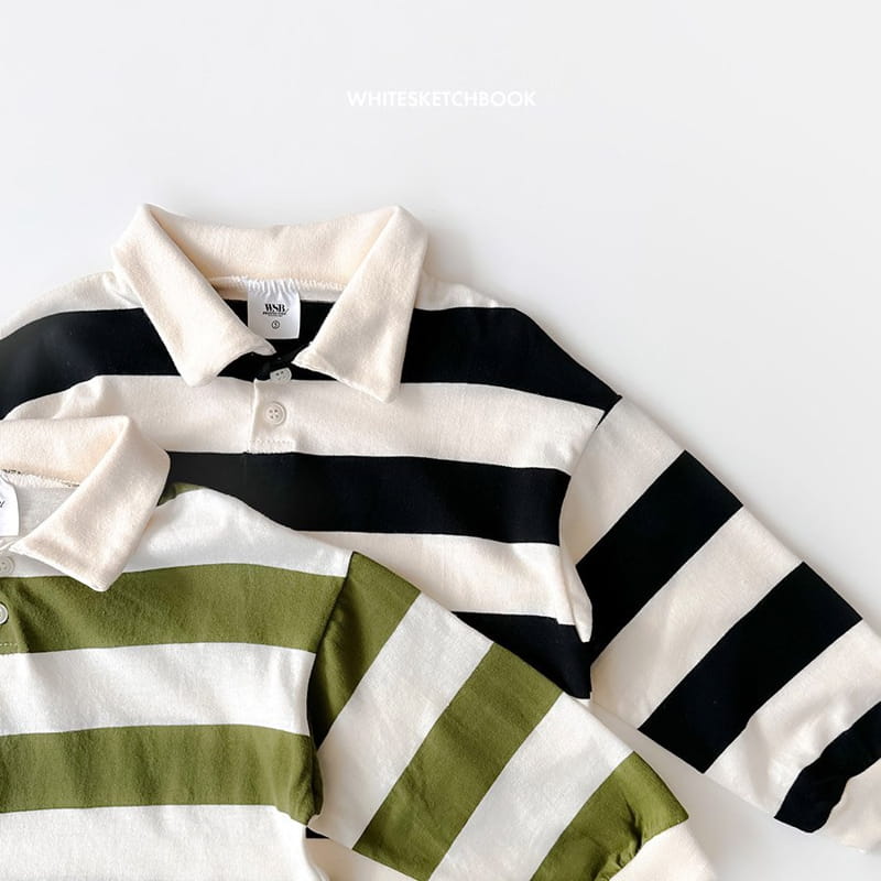 Whitesketchbook - Korean Children Fashion - #kidsstore - Collar Stripes Tee - 2