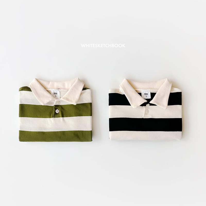 Whitesketchbook - Korean Children Fashion - #kidzfashiontrend - Collar Stripes Tee - 3