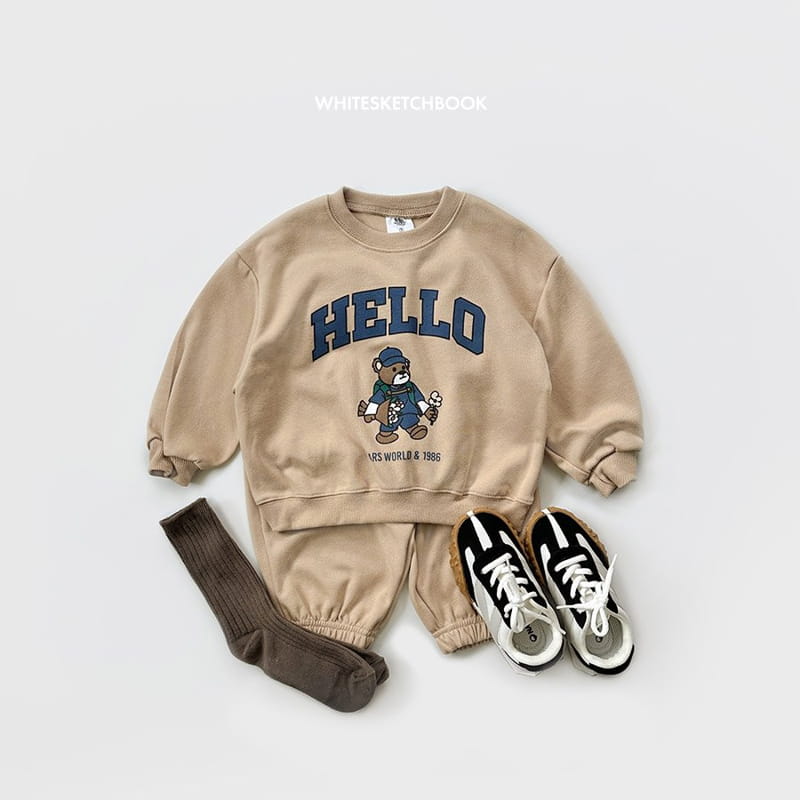 Whitesketchbook - Korean Children Fashion - #kidsstore - Hello Sweatshirt Set - 4