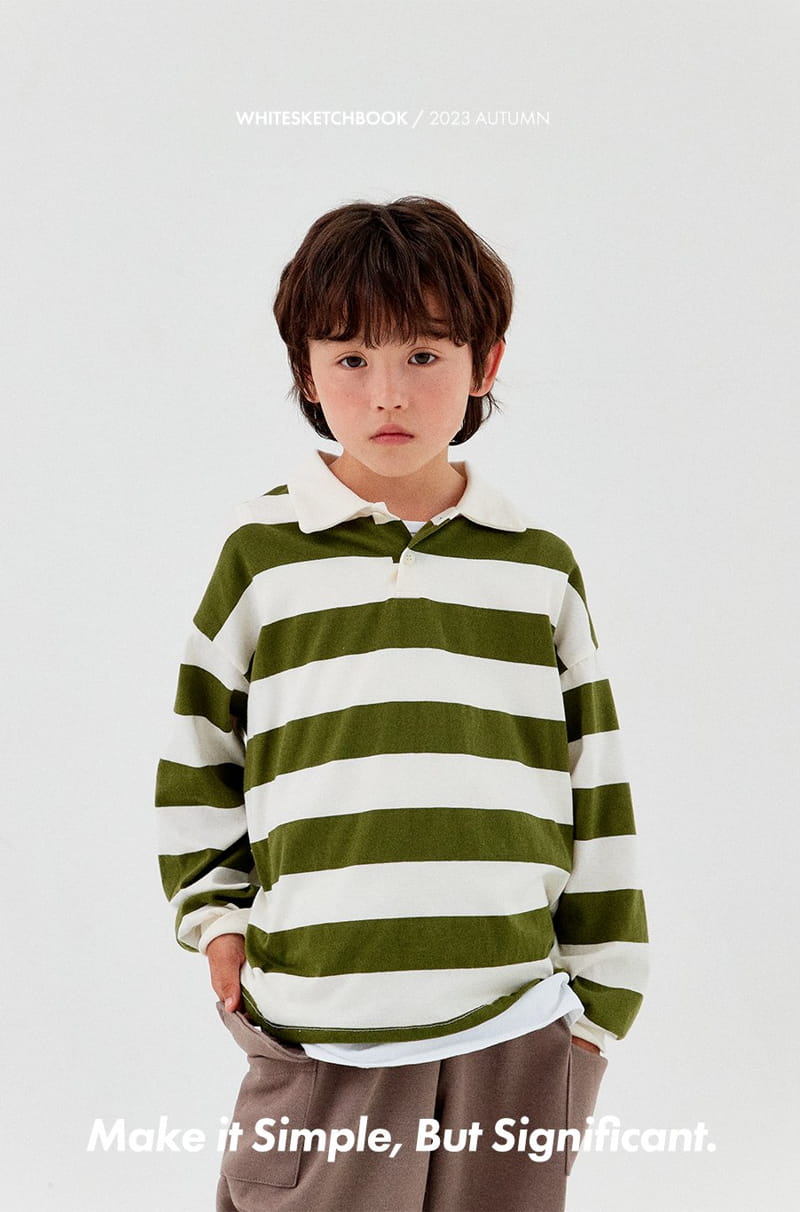 Whitesketchbook - Korean Children Fashion - #prettylittlegirls - Collar Stripes Tee - 8