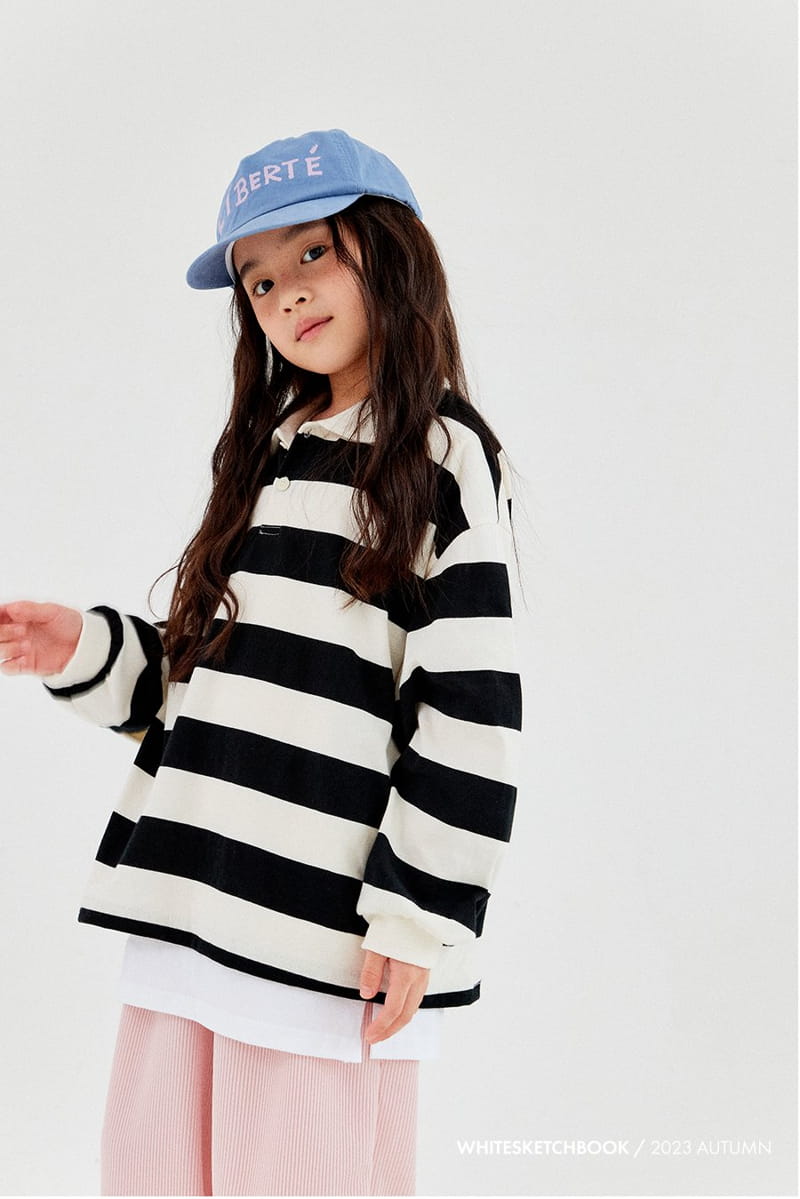 Whitesketchbook - Korean Children Fashion - #toddlerclothing - Collar Stripes Tee - 10