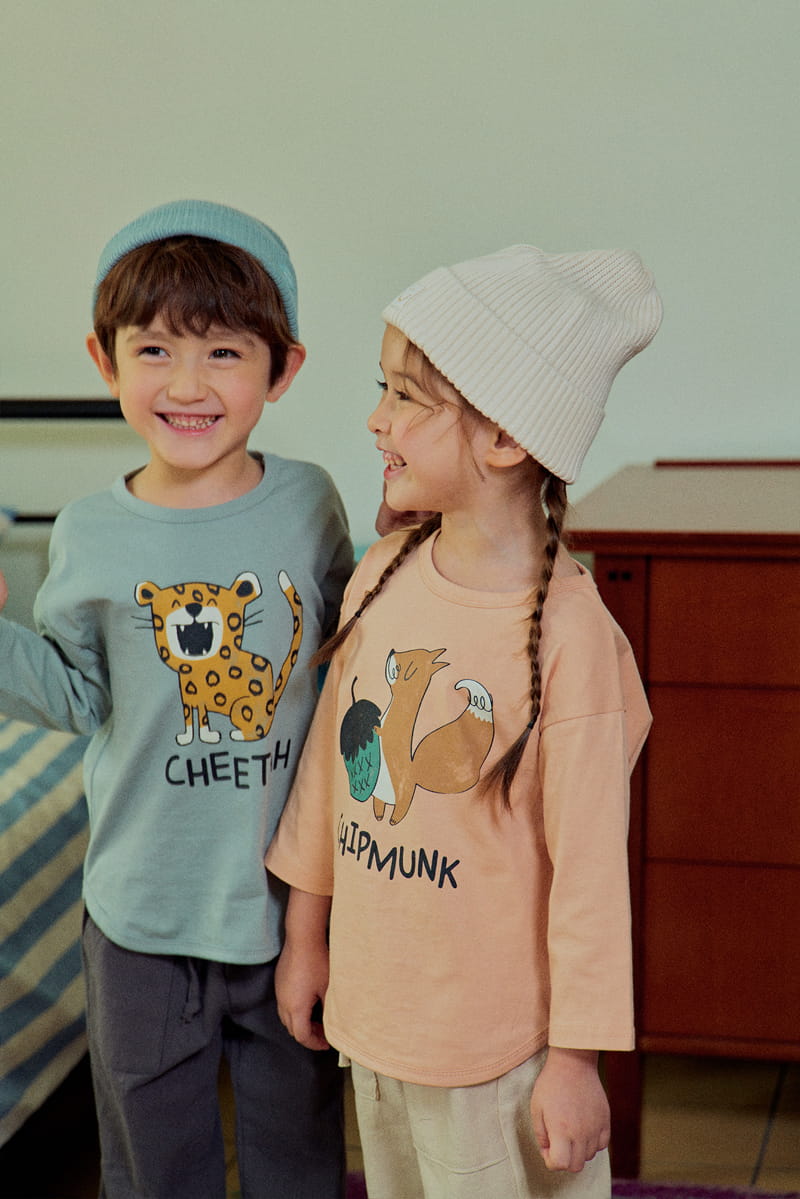 1St Blue - Korean Children Fashion - #kidsshorts - Kid Animal Tee - 4