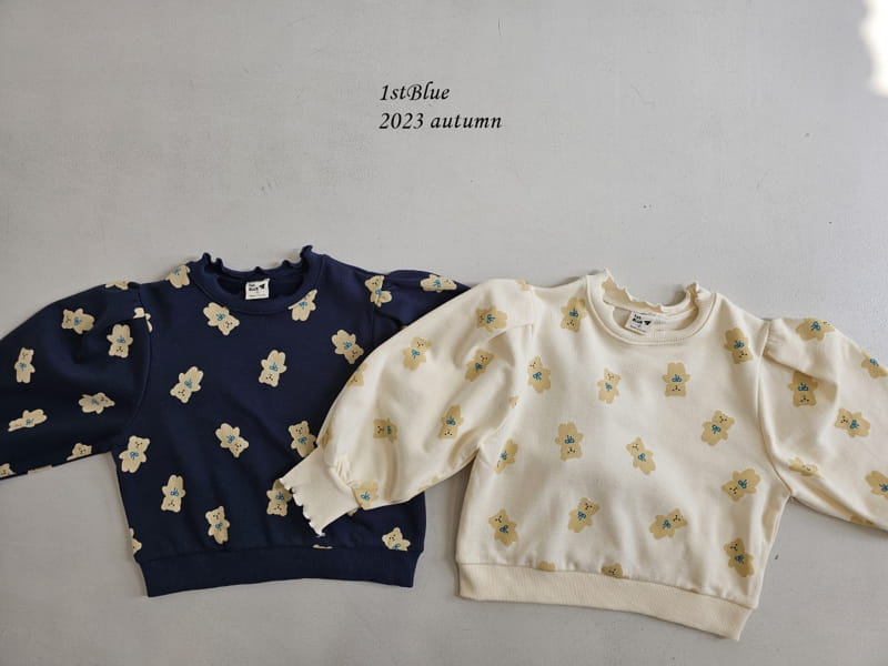 1St Blue - Korean Children Fashion - #stylishchildhood - Ribbon Bear Sweatshirt