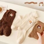 Brown Embroidery Socks Set