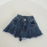 Denim Pleats Shorts