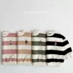 Bear Embrodiery Big Stripes Sweatshirt