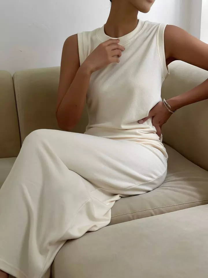 unbalanced draped detail sleeveless maxi dress