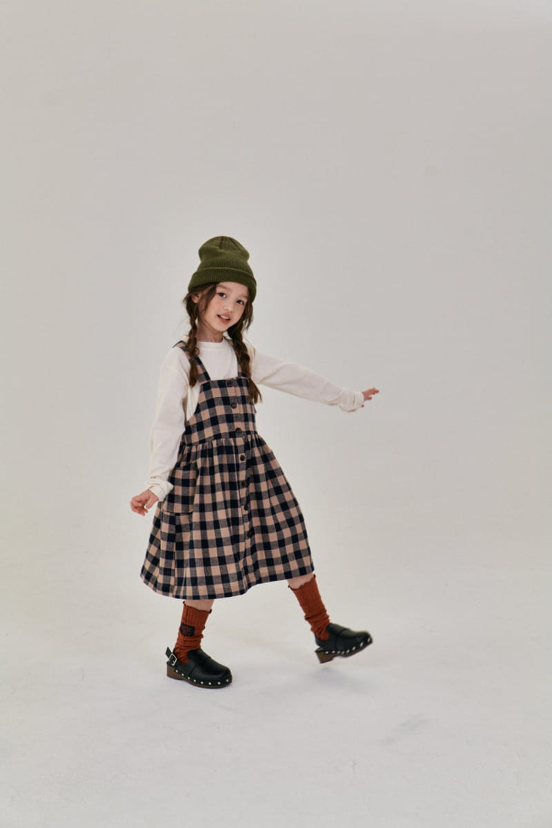 A-Market - Korean Children Fashion - #minifashionista - Check Button One-piece - 6