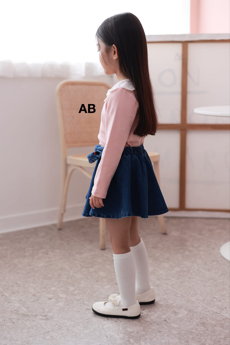 Ab - Korean Children Fashion - #kidzfashiontrend - Ribbon Collar Tee