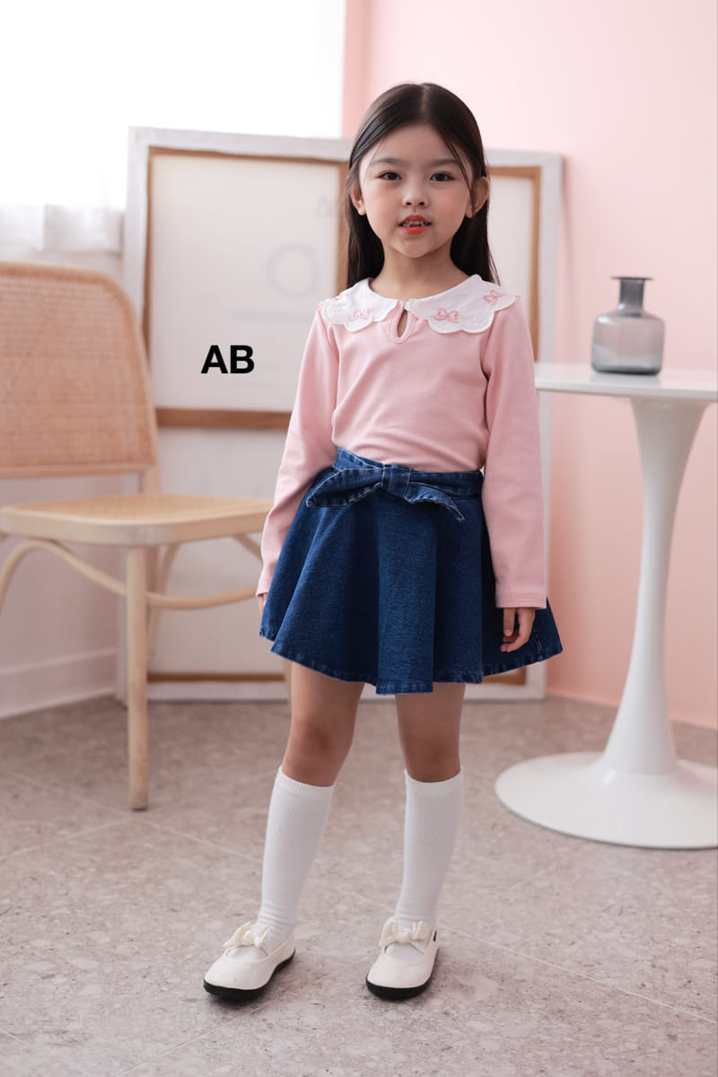 Ab - Korean Children Fashion - #littlefashionista - Ribbon Collar Tee - 3