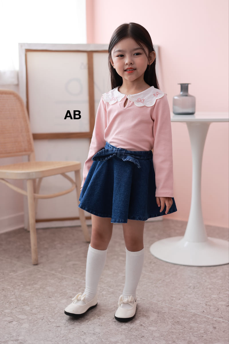 Ab - Korean Children Fashion - #littlefashionista - Ribbon Collar Tee - 4