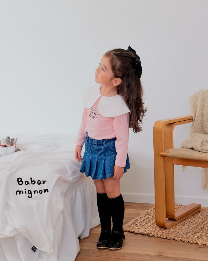 Babar Mignon - Korean Children Fashion - #childofig - Denim Wrinkle Skirt - 11