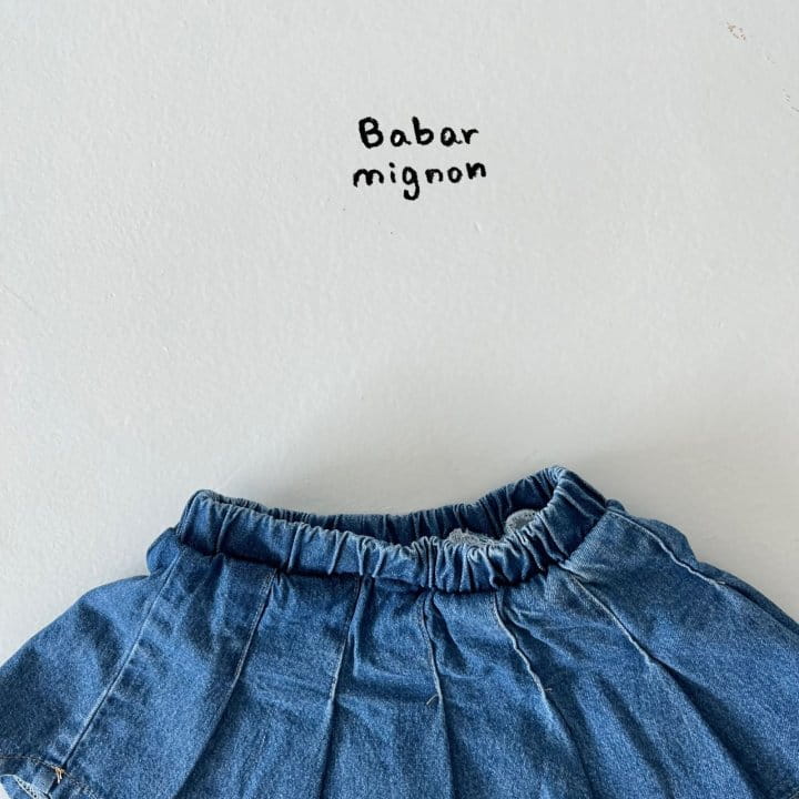 Babar Mignon - Korean Children Fashion - #kidsshorts - Denim Wrinkle Skirt - 3