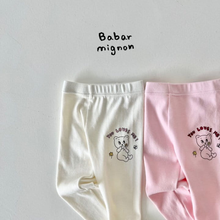 Babar Mignon - Korean Children Fashion - #kidsshorts - Love Bear Leggings - 2