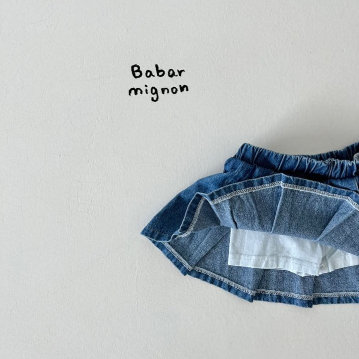 Babar Mignon - Korean Children Fashion - #kidsshorts - Denim Wrinkle Skirt - 4