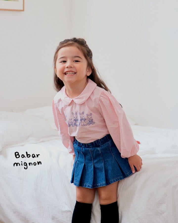 Babar Mignon - Korean Children Fashion - #kidzfashiontrend - Denim Wrinkle Skirt - 5