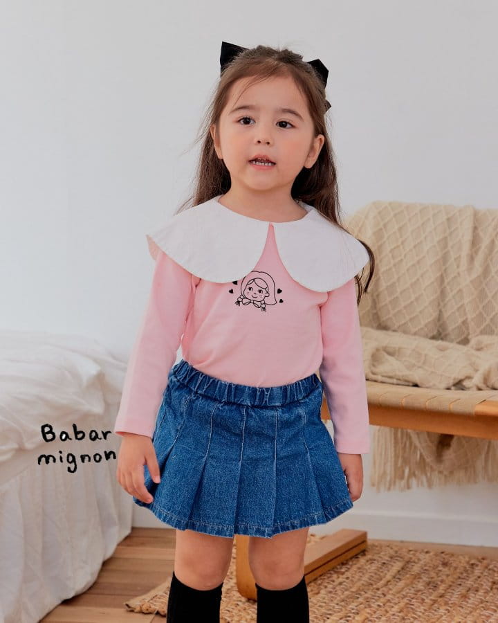 Babar Mignon - Korean Children Fashion - #prettylittlegirls - Denim Wrinkle Skirt - 10