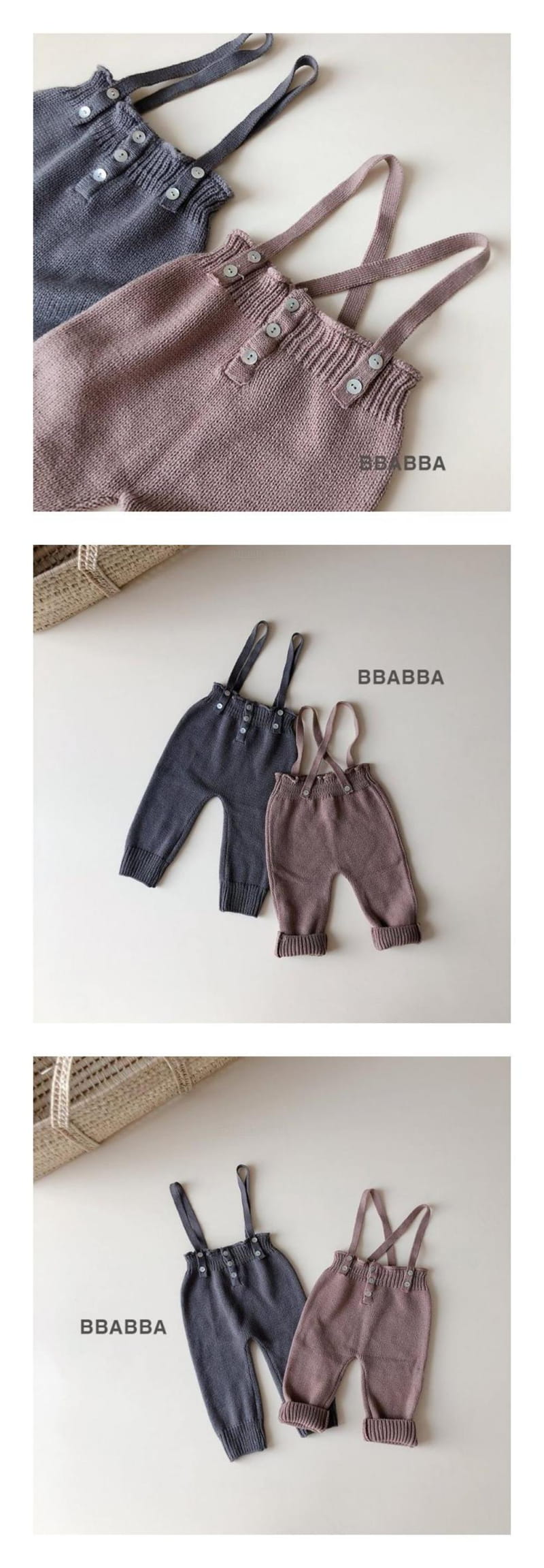 Bbabba - Korean Baby Fashion - #babyootd - Long Knit Dungarees