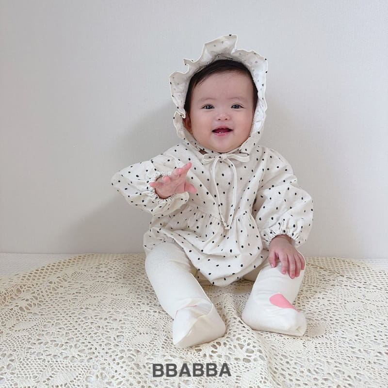 Bbabba - Korean Baby Fashion - #babyootd - Frill Dot Bodysuit with Bonnet - 2