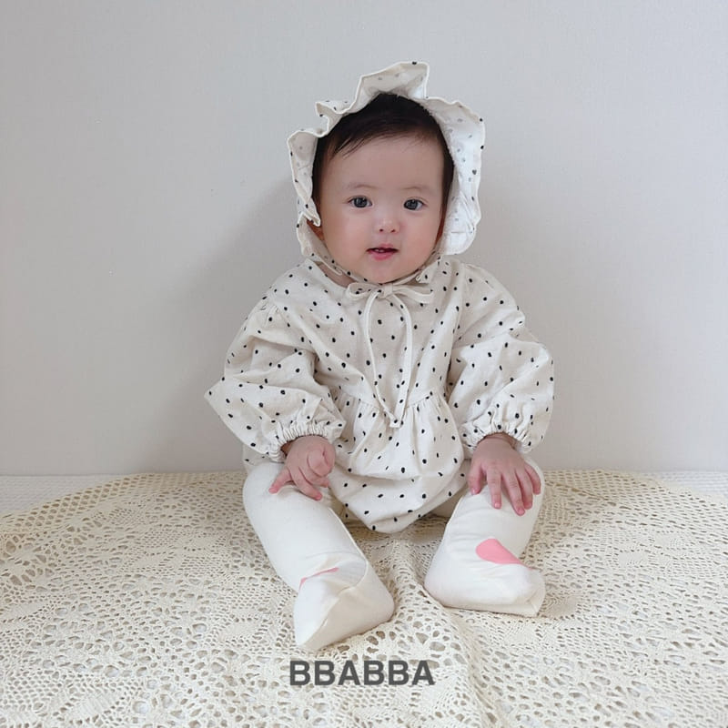 Bbabba - Korean Baby Fashion - #babyoutfit - Frill Dot Bodysuit with Bonnet - 3