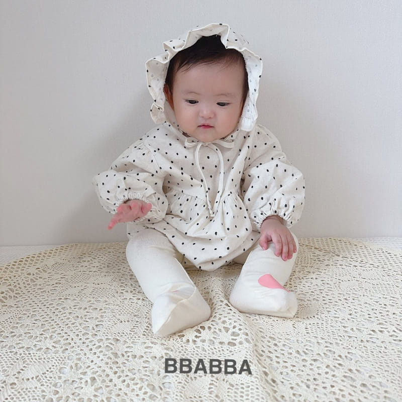 Bbabba - Korean Baby Fashion - #babyoutfit - Frill Dot Bodysuit with Bonnet - 4