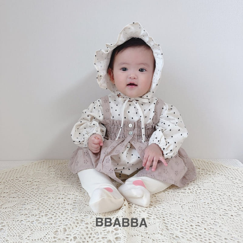 Bbabba - Korean Baby Fashion - #babywear - Frill Dot Bodysuit with Bonnet - 5