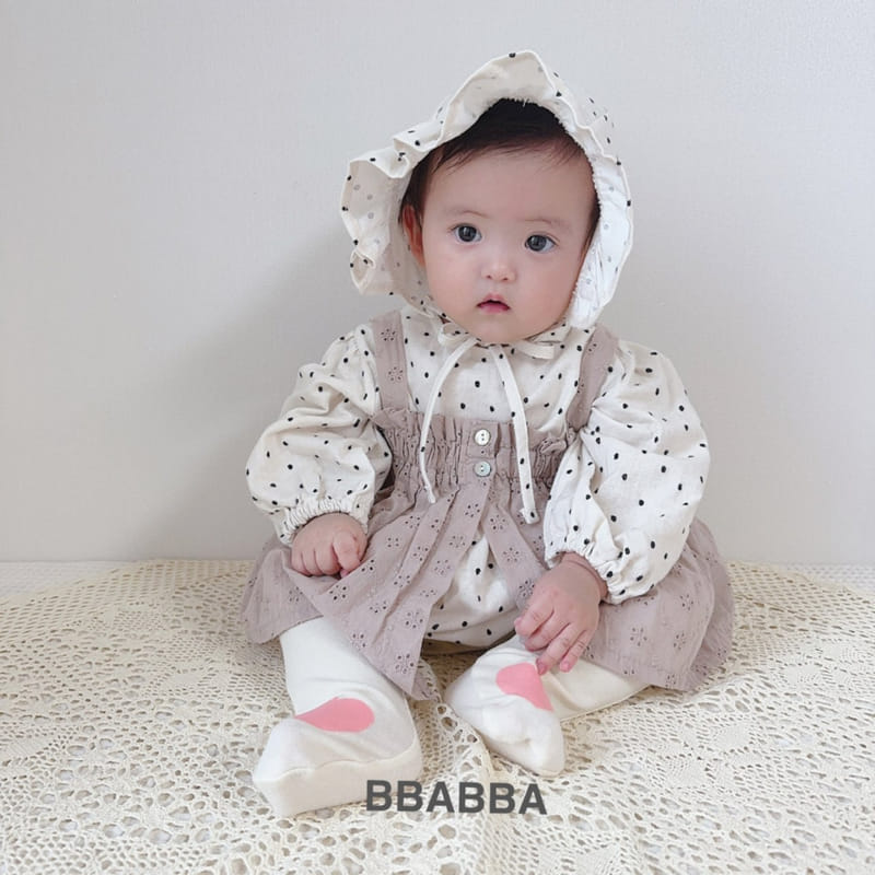 Bbabba - Korean Baby Fashion - #onlinebabyboutique - Frill Dot Bodysuit with Bonnet - 6