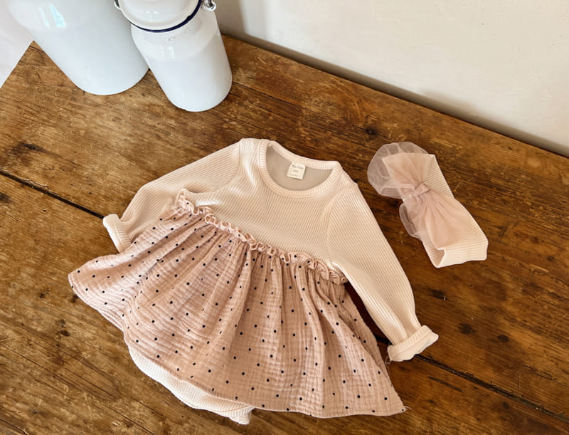 Bebe Nine - Korean Baby Fashion - #babyboutiqueclothing - Dot Skirt Bodysuit - 2