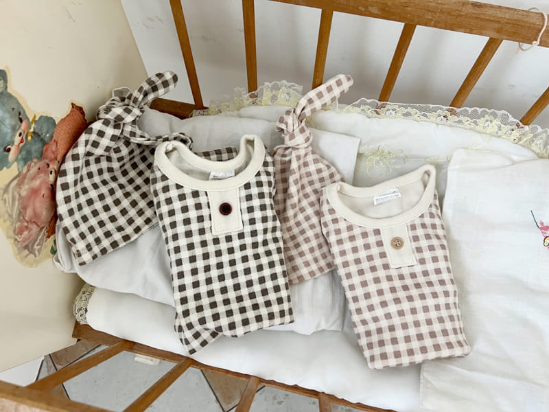 Bebe Nine - Korean Baby Fashion - #babygirlfashion - Choco Checks Set - 4