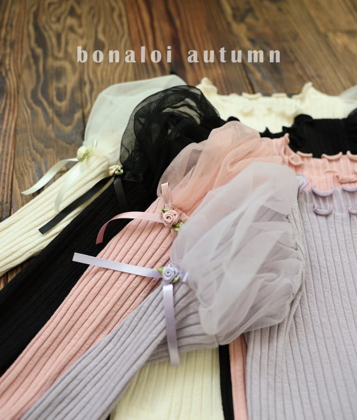 Bonaloi - Korean Children Fashion - #designkidswear - Mesh Rose Tee