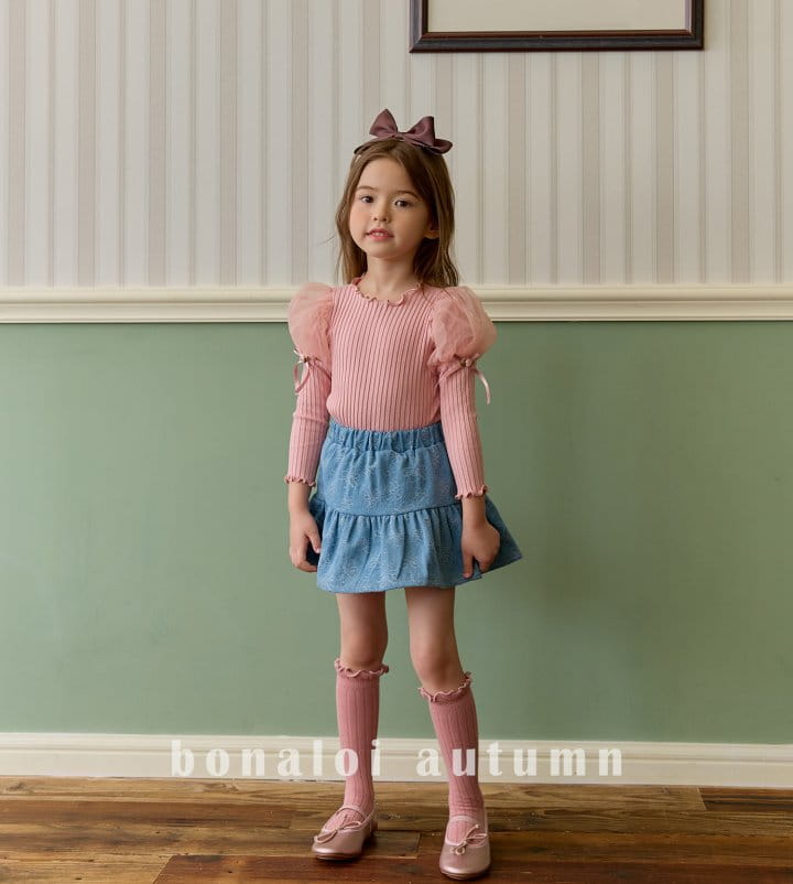 Bonaloi - Korean Children Fashion - #todddlerfashion - Mesh Rose Tee - 12