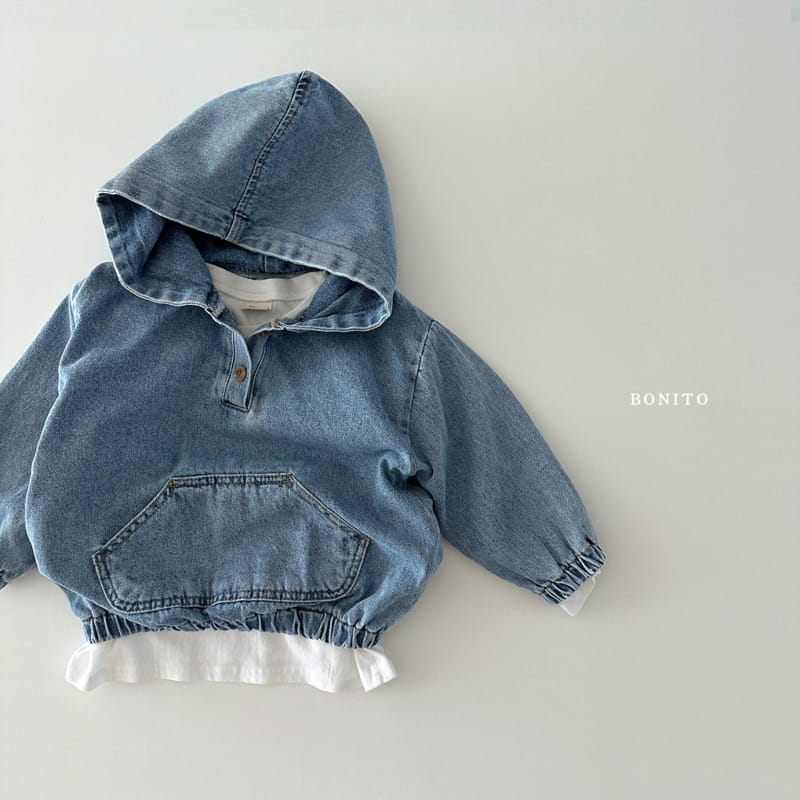 Bonito - Korean Baby Fashion - #babyclothing - Denim Kangaroo Hoody