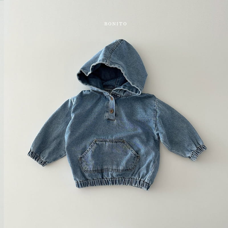 Bonito - Korean Baby Fashion - #babyfashion - Denim Kangaroo Hoody - 2