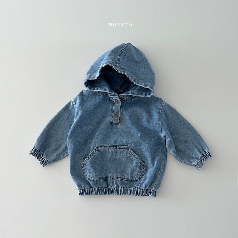 Bonito - Korean Baby Fashion - #babyfever - Denim Kangaroo Hoody - 3