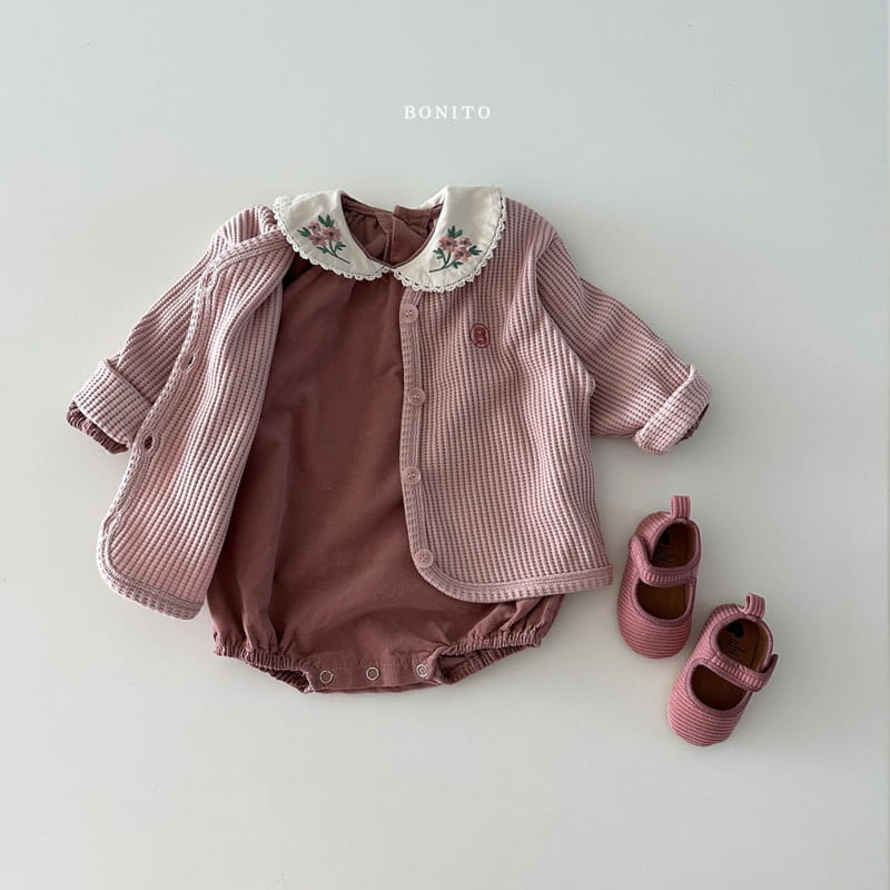 Bonito - Korean Baby Fashion - #babygirlfashion - Rib Flower Bodysuit - 12