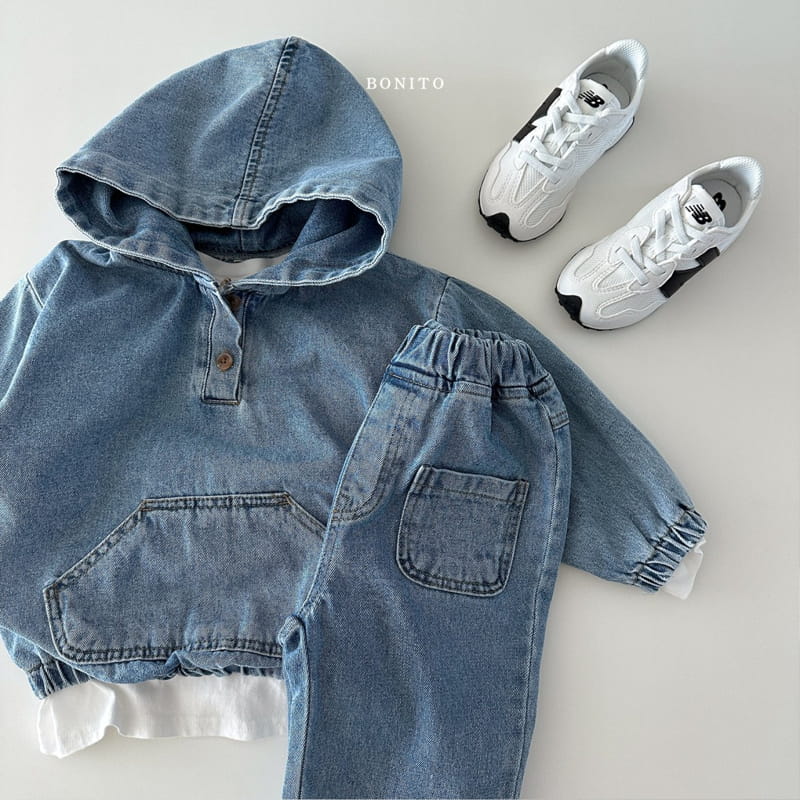 Bonito - Korean Baby Fashion - #babylifestyle - Denim Kangaroo Hoody - 5