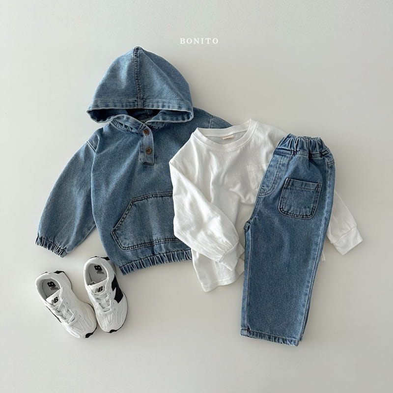 Bonito - Korean Baby Fashion - #babyootd - Denim Kangaroo Hoody - 7