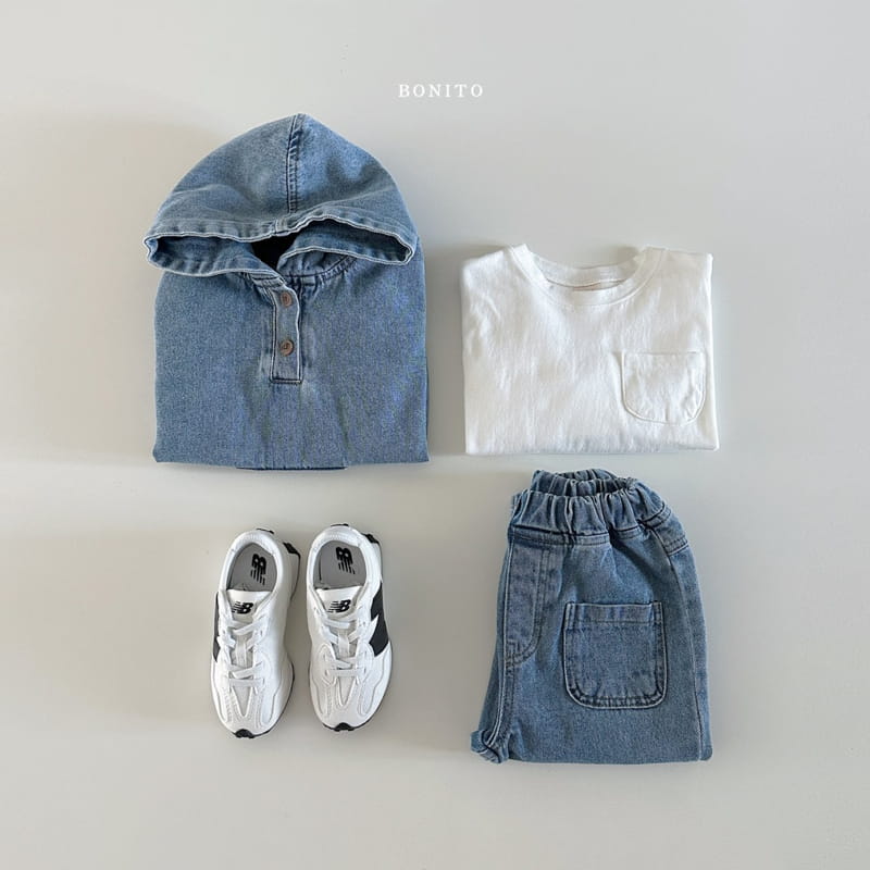 Bonito - Korean Baby Fashion - #babyoutfit - Denim Kangaroo Hoody - 8