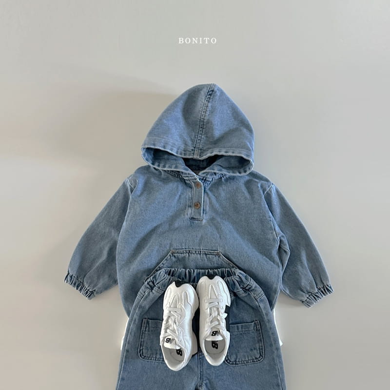 Bonito - Korean Baby Fashion - #babyoutfit - Denim Kangaroo Hoody - 9