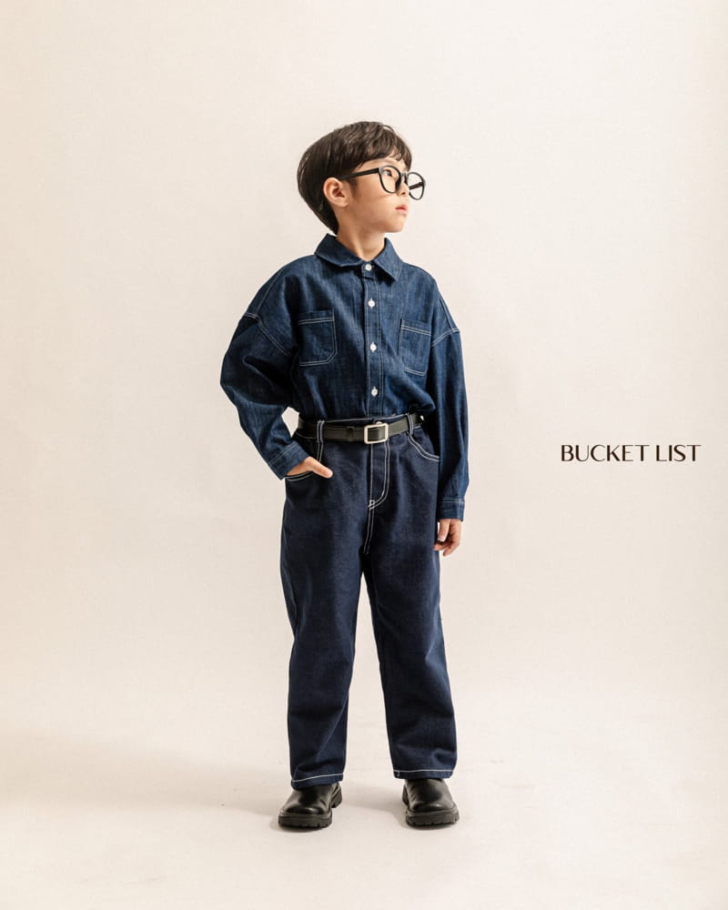 Bucket List - Korean Children Fashion - #childofig - Stitch Denim Shirt