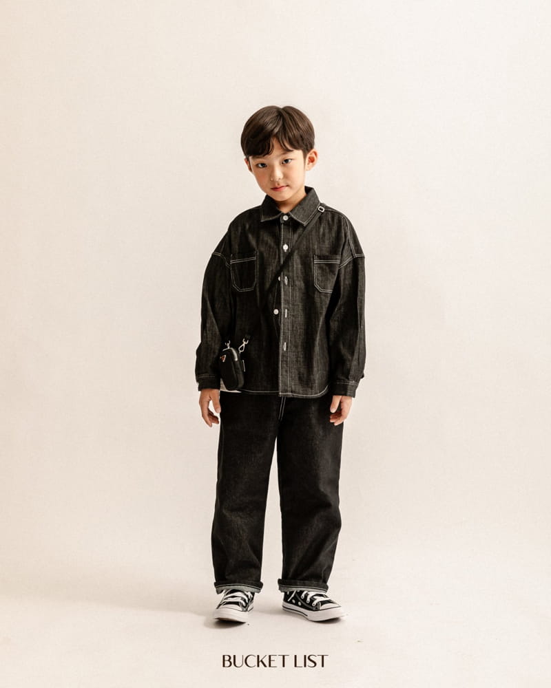 Bucket List - Korean Children Fashion - #kidsshorts - Stitch Denim Shirt - 7