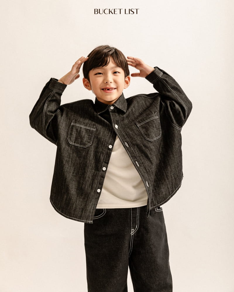 Bucket List - Korean Children Fashion - #kidzfashiontrend - Stitch Denim Shirt - 9