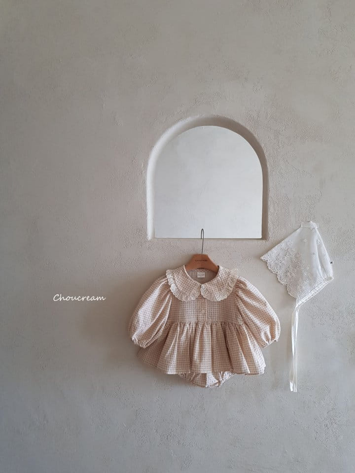 Choucream - Korean Baby Fashion - #babyboutiqueclothing - Check Collar One-piece Bodysuit