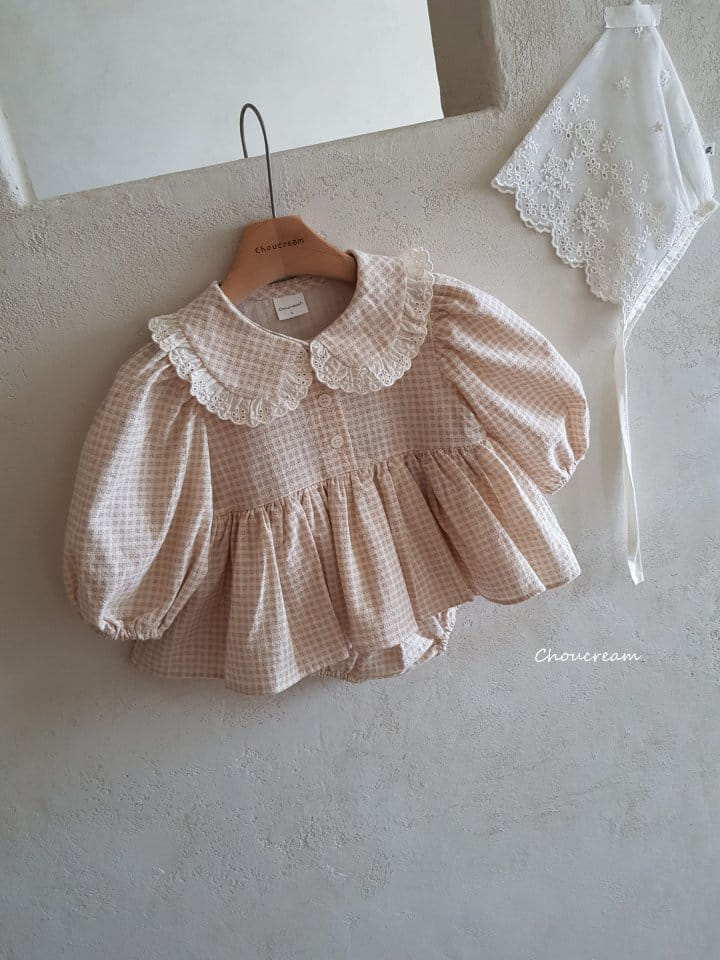 Choucream - Korean Baby Fashion - #babyfashion - Check Collar One-piece Bodysuit - 3