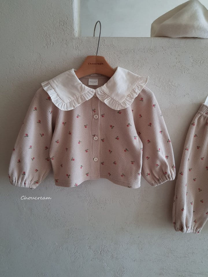 Choucream - Korean Baby Fashion - #babyfashion - Waffle Cardigan Top Bottom Set