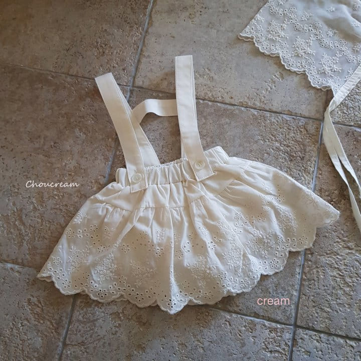 Choucream - Korean Baby Fashion - #babyfever - Lace Dungarees Frill Bloomer - 9