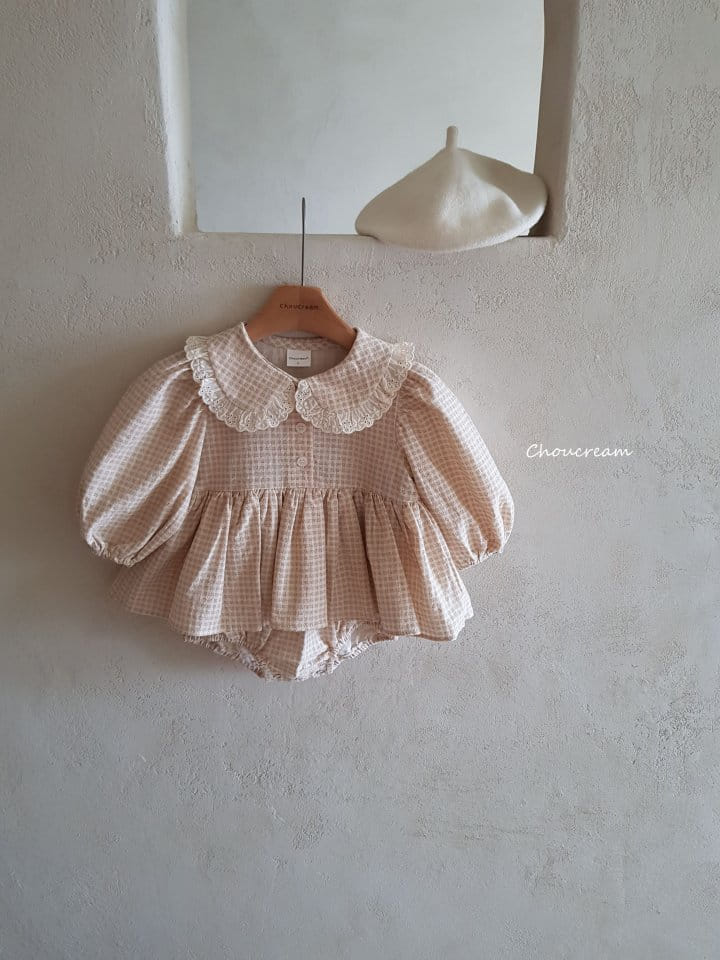 Choucream - Korean Baby Fashion - #babygirlfashion - Check Collar One-piece Bodysuit - 5