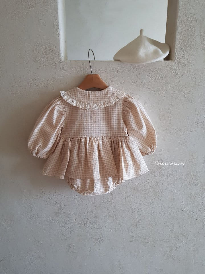 Choucream - Korean Baby Fashion - #babyoninstagram - Check Collar One-piece Bodysuit - 7