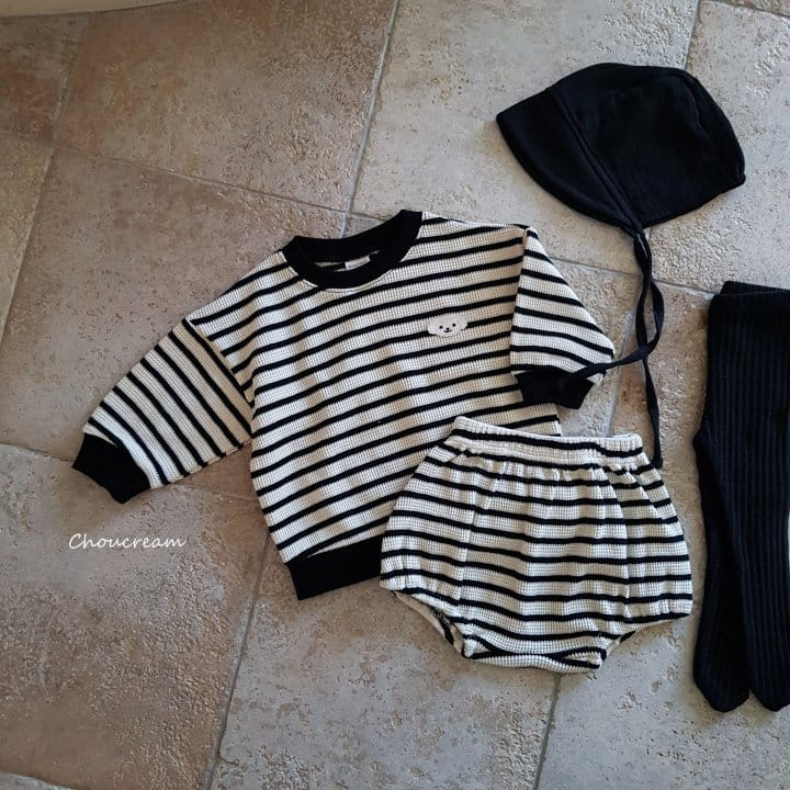 Choucream - Korean Baby Fashion - #babyoninstagram - Waffle ST Top Bottom Set - 6