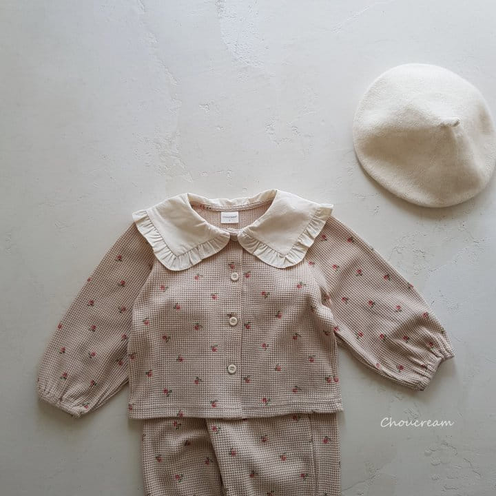 Choucream - Korean Baby Fashion - #babyoninstagram - Waffle Cardigan Top Bottom Set - 5